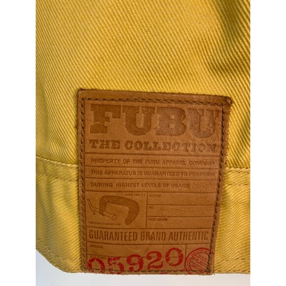 VTG 90s Fubu Yellow Coated Denim Jacket Mens XL Cotton Work RX10644 Oversize - Picture 9 of 11